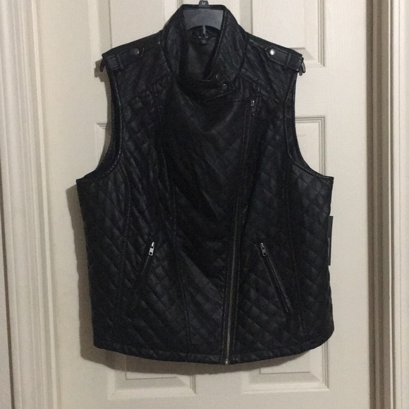 Apt. 9 Jackets & Blazers - Black moto vest, 1x, faux leather